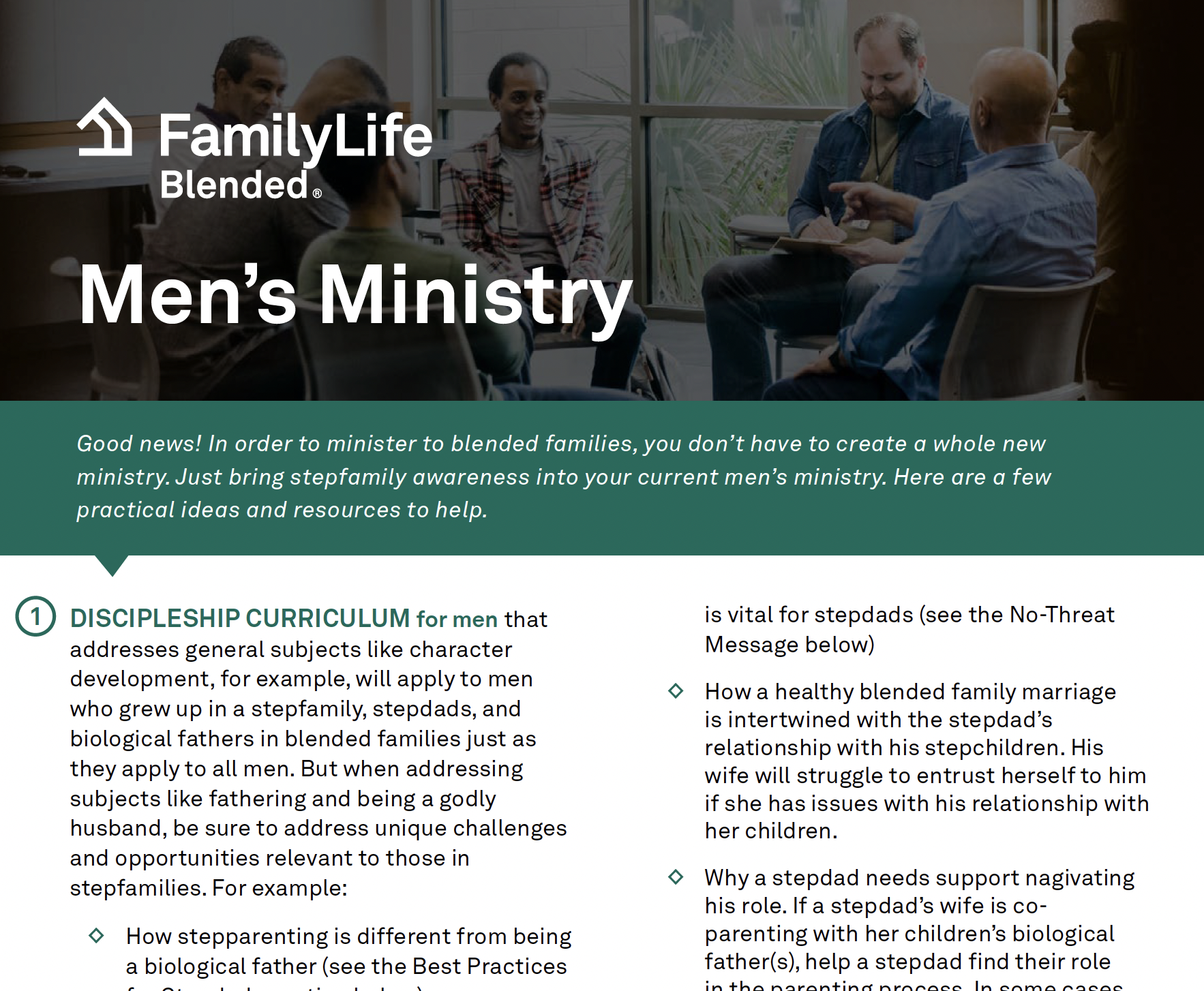 Men's Ministry Stepfamily Tip Sheet